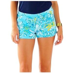 Lilly Pulitzer‎ Adie Breakwater Blue Allover Daisy Dance Textured Shorts Size 2